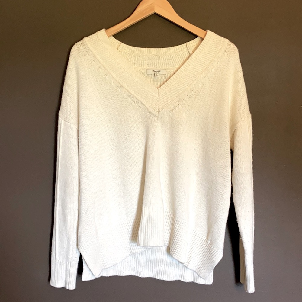 Madewell cream v-neck sweater size small